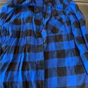 Justice Blue and Black Checkered Shirt